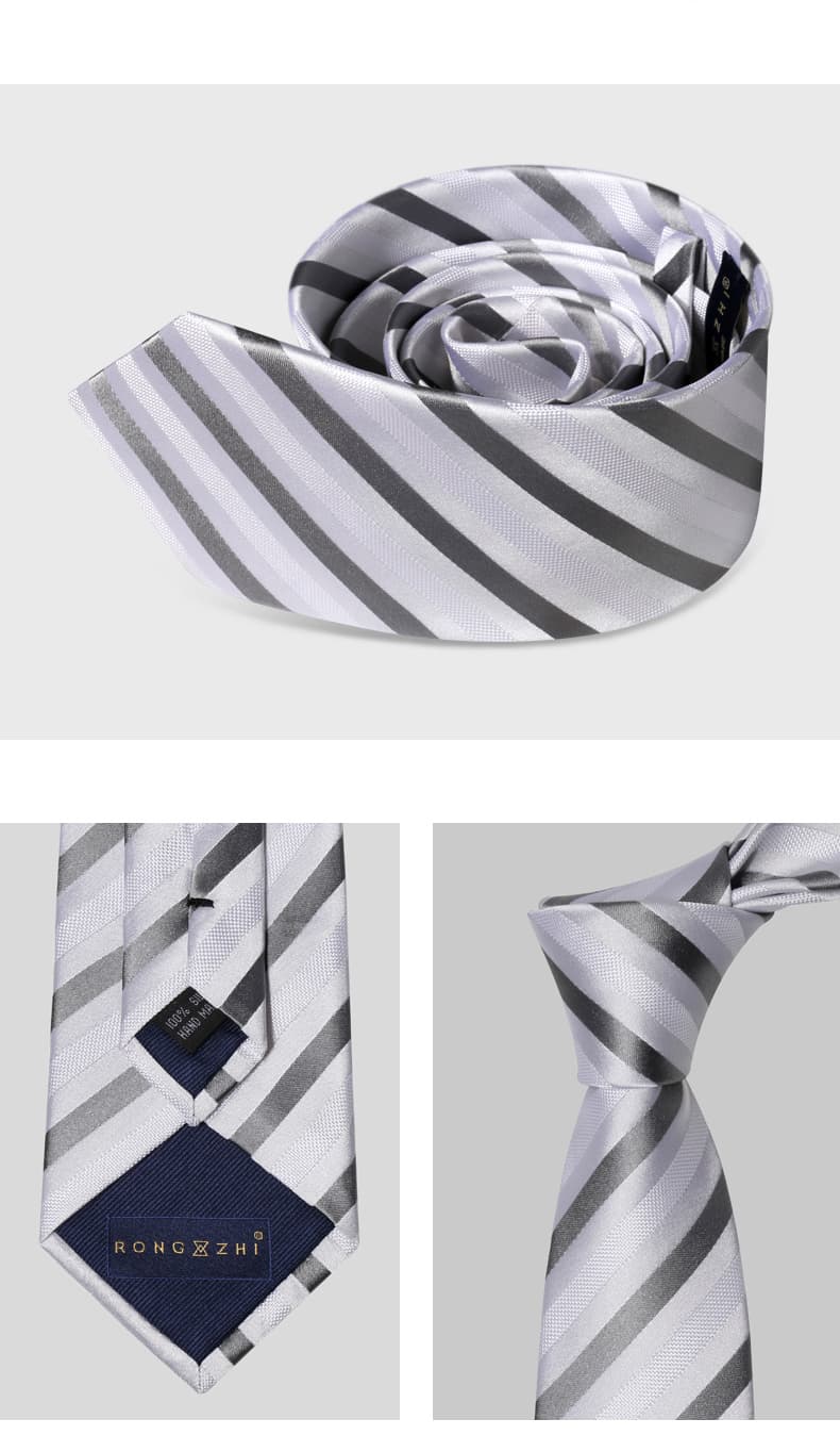 結婚式ネクタイにぴったり！光沢感あふれる紳士用ストライプ柄