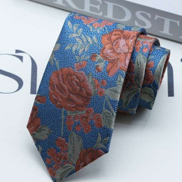  華やか花柄シルク高級ネクタイ