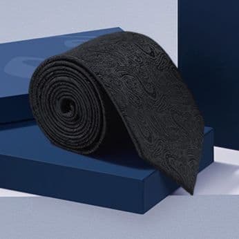 ネクタイ 高級感溢れるペイズリー柄シルク風ネクタイ