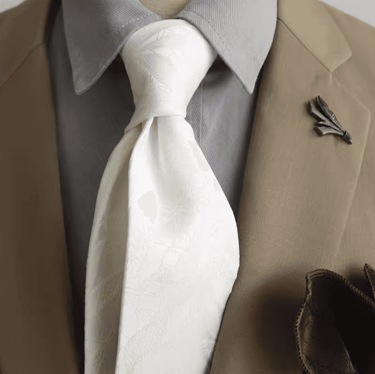  優美な葉模様の結婚式用ネクタイ