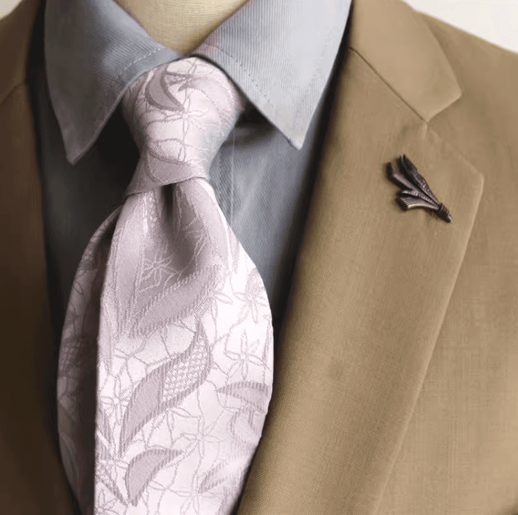  優美な葉模様の結婚式用ネクタイ