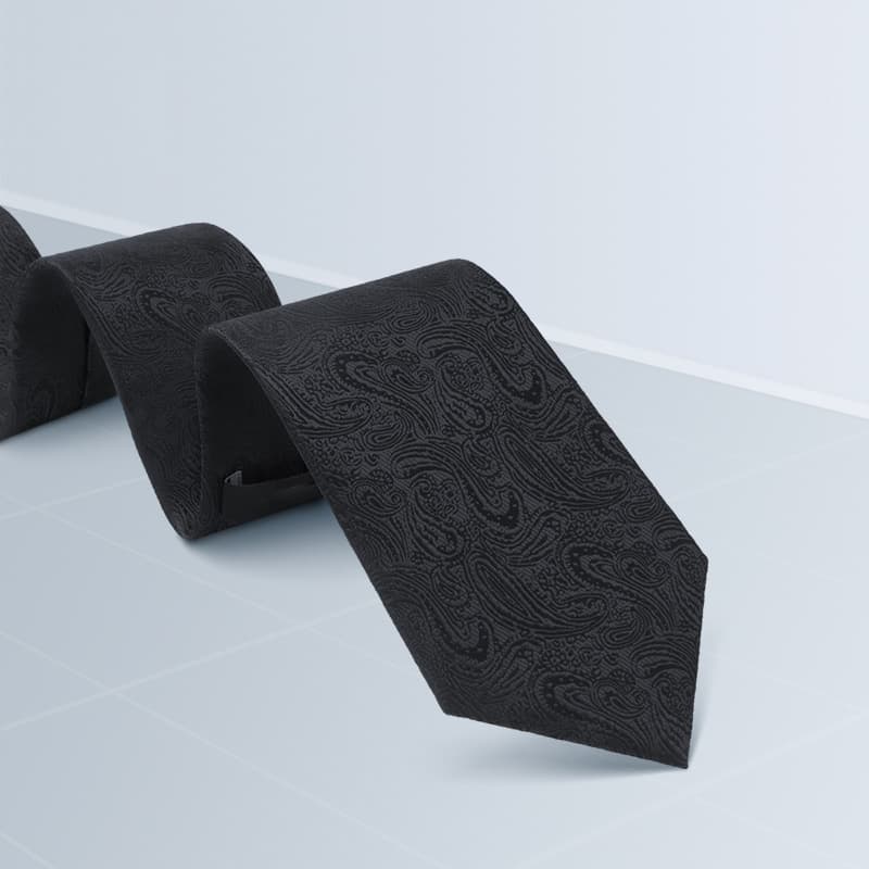 ネクタイ 高級感溢れるペイズリー柄シルク風ネクタイ