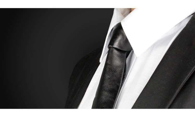  上質レザー調ビジネスネクタイ
