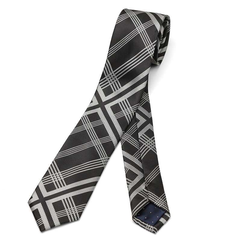  モダンチェック柄シルクネクタイ
