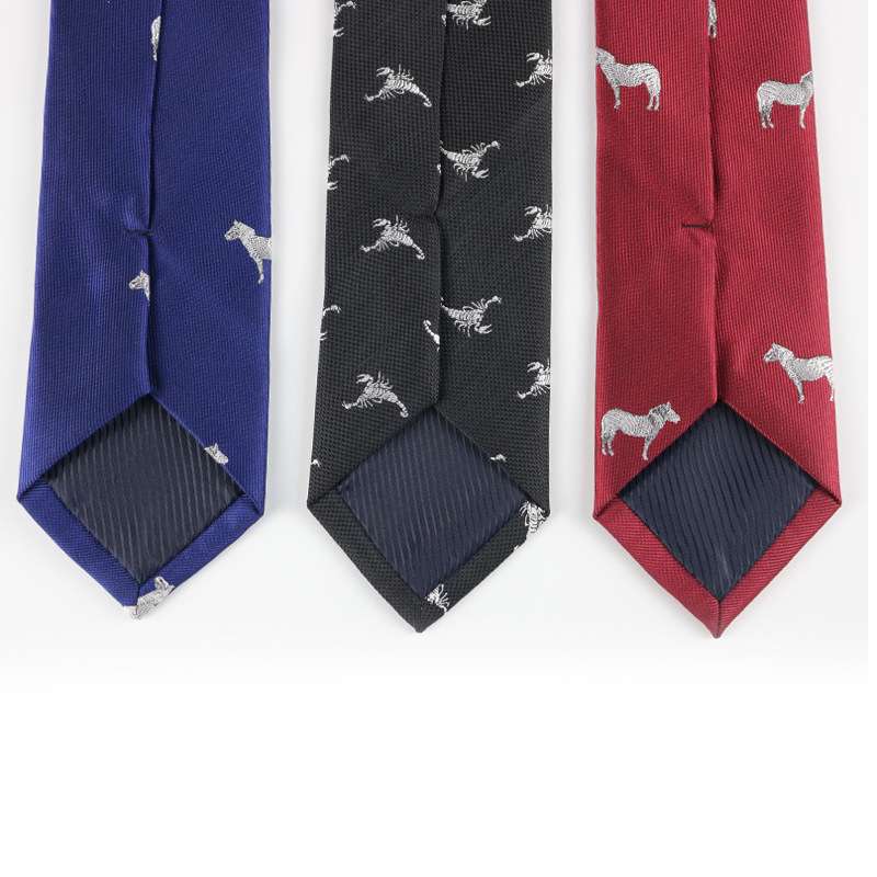 動物柄シルク織りネクタイ