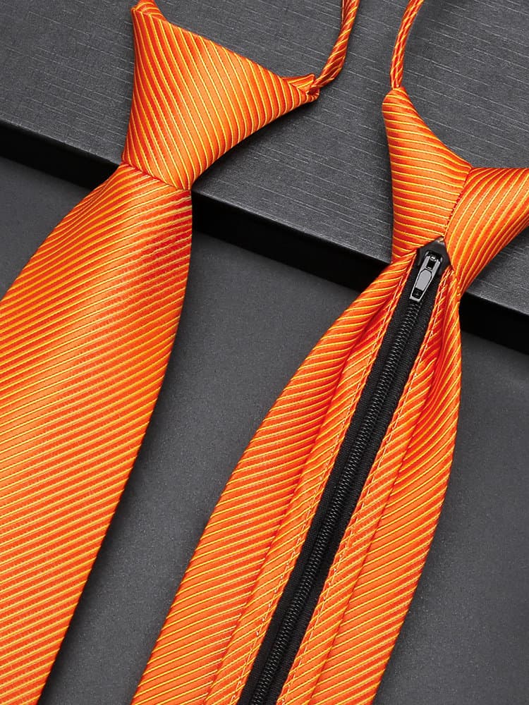 ネクタイ 斜めストライプ柄ジッパー式簡単装着ネクタイ