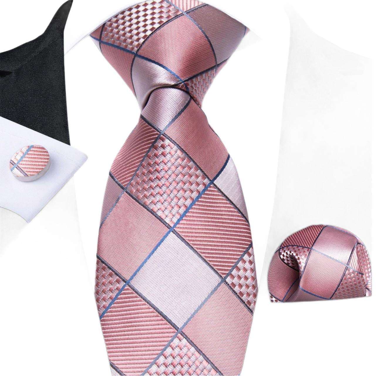  華やかチェック柄シルク婚礼ネクタイセット