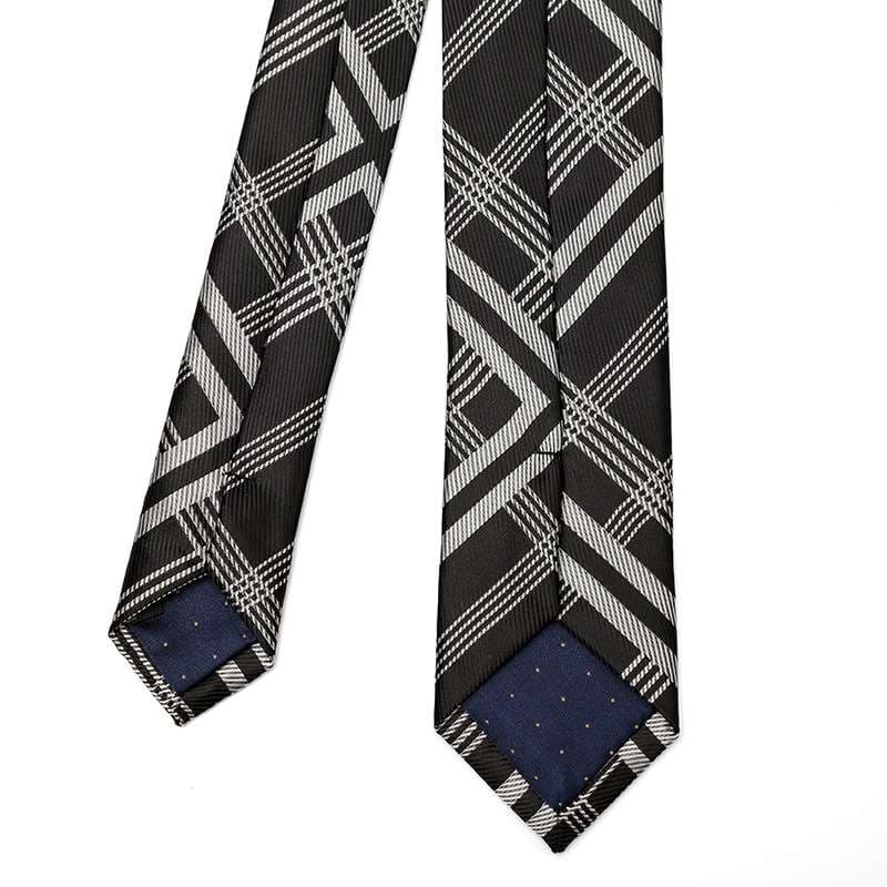  モダンチェック柄シルクネクタイ