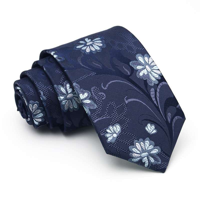  華やか花柄シルク紋様ネクタイ