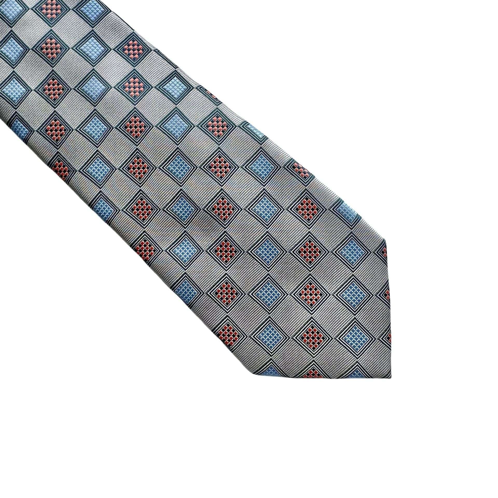  チェック柄高級シルクネクタイ