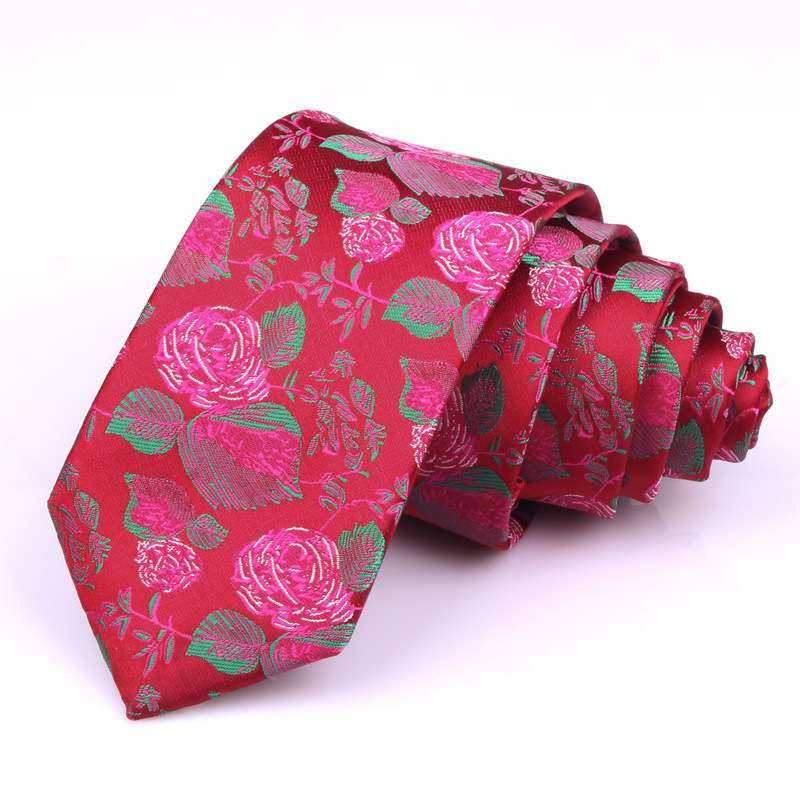  華やか薔薇柄シルク祝い着ネクタイ