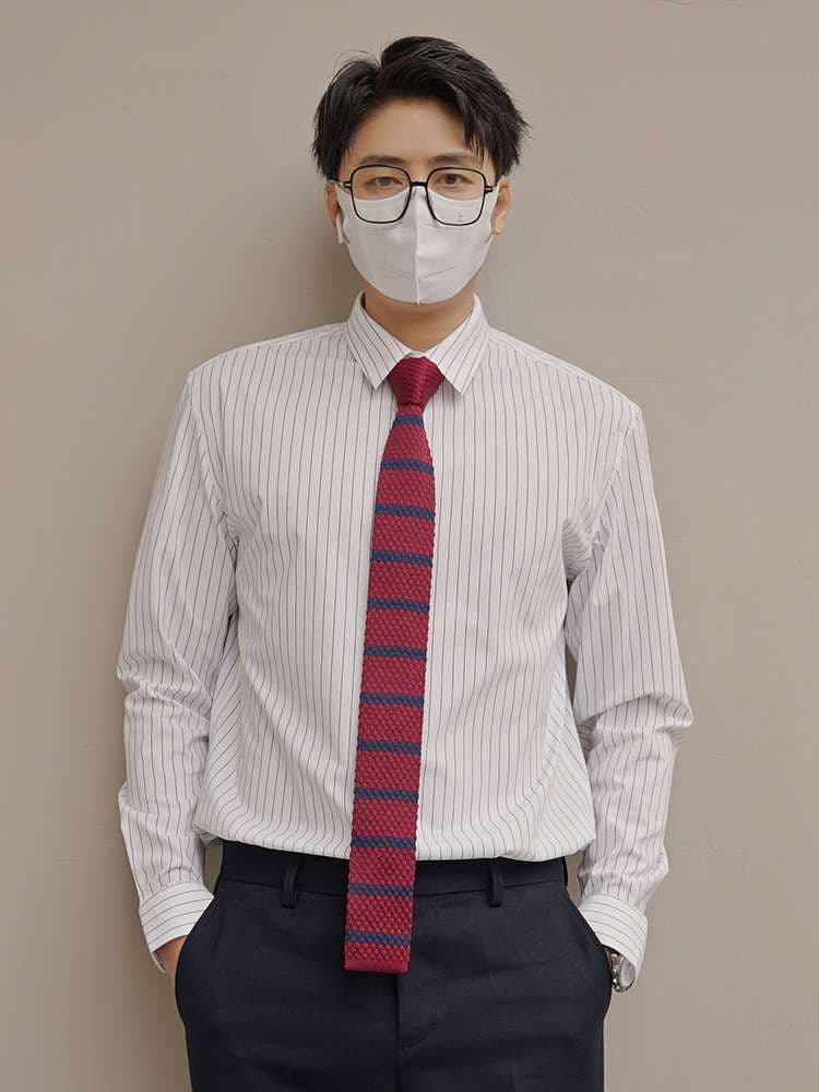 ネクタイ  粋な大人の縞模様ニットタイ