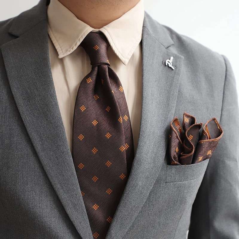 小紋柄シルクネクタイ・ポケットチーフセット