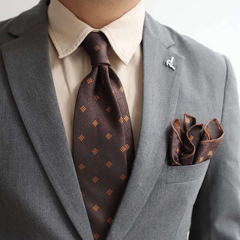 小紋柄シルクネクタイ・ポケットチーフセット
